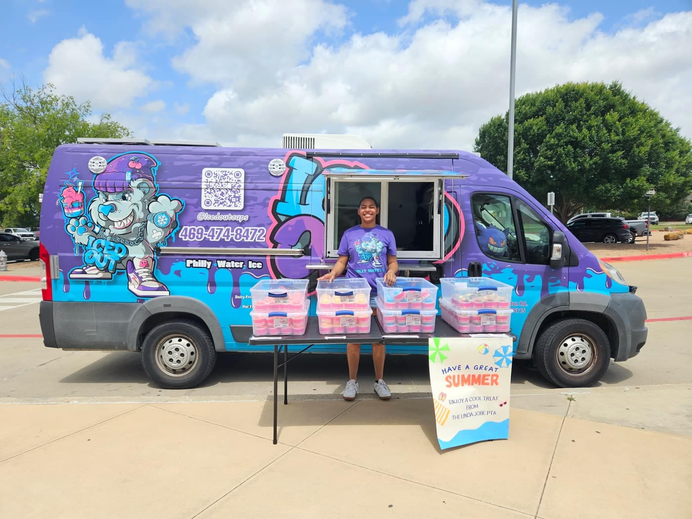 The Iced Out Philly water ice truck set up and serving at an outdoor event